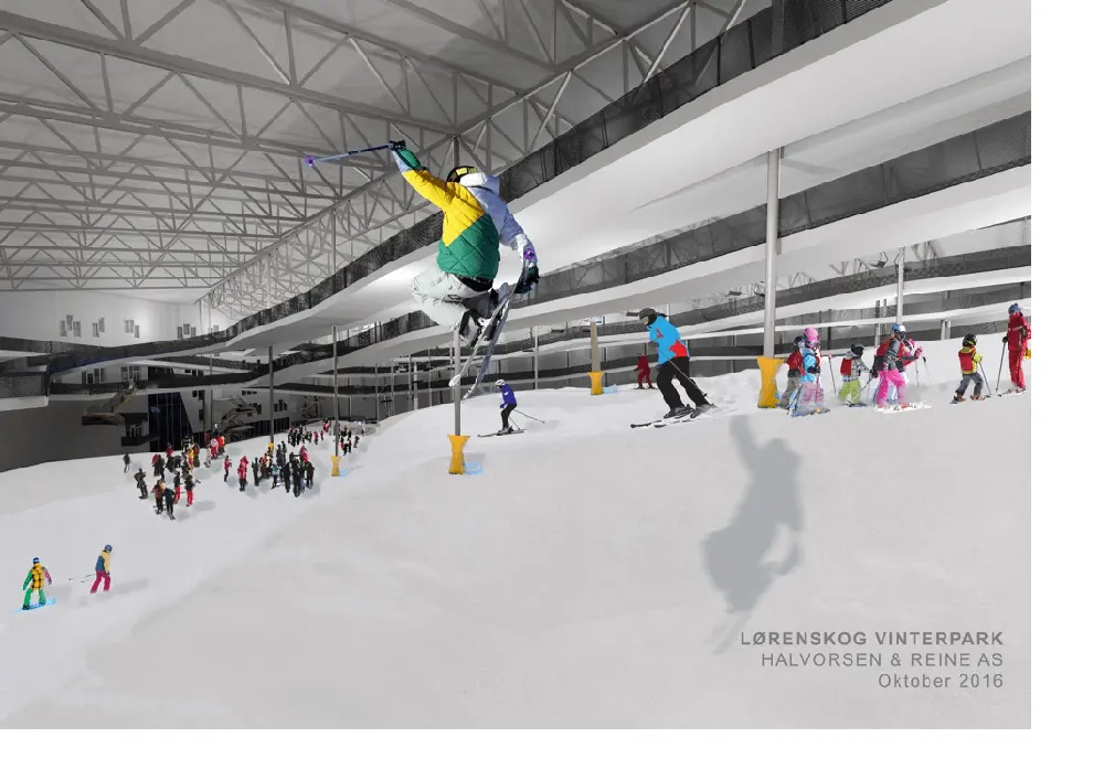 norském Lørenskogu vzniká „ledovec“, nová krytá aréna pro lyžaře.